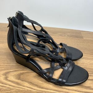 Sofft Ravello Black Wedge Sandals Sz 10M Walk Comfort Cushion Style Cage Sandals